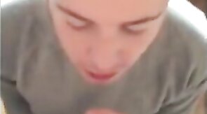 Twink Swallows Big Cock, Amateur Blowjob Video
