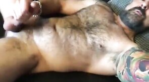 Hairy Muscle Daddy Jerks Off and Cums for Me