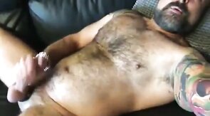 Hairy Muscle Daddy Jerks Off and Cums for Me