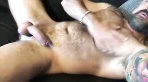 Hairy Muscle Daddy Jerks Off and Cums for Me