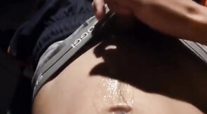 Twink Plays with His Huge Load After Intense Masturbation Solo