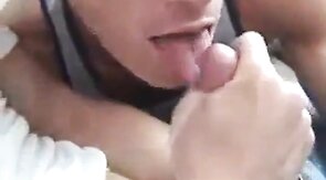 Gay Amateur Masturbates and Licks Cum in Car