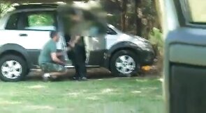 Bareback Bear Threesome Outside