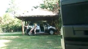 Bareback Bear Threesome Outside