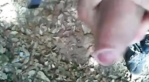 Bearded Man Masturbating Outdoors