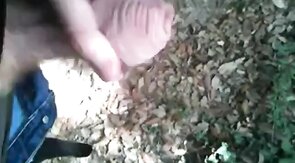 Bearded Man Masturbating Outdoors