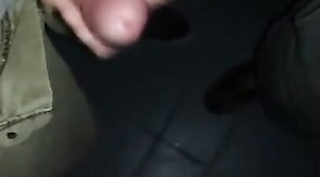 Mutual Jerk Off in a Sex Shop Video Booth: Big Cum Shot