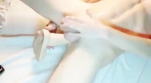 Oiled Twink Masturbates with a Giant Dildo