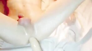 Oiled Twink Masturbates with a Giant Dildo