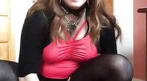 Crossdresser's Anal Fun with Butt Plug