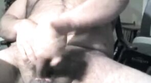 Hairy Bear Daddy Strokes and Cums on Cam