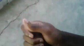 Huge Black Cock Masturbating and Cumming Outdoors