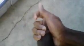 Huge Black Cock Masturbating and Cumming Outdoors