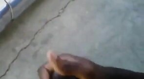 Huge Black Cock Masturbating and Cumming Outdoors