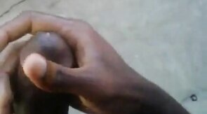 Huge Black Cock Masturbating and Cumming Outdoors