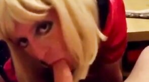 Submissive Crossdresser's Blowjob Training