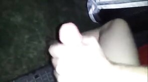 HandJob Fun Outside: Amateur Man Cums Hard!
