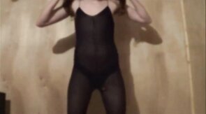 Black Bodystocking Twink Crossdresser Strips