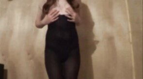 Black Bodystocking Twink Crossdresser Strips