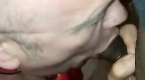 Black Cock Blowjob - Amateur Crossdresser Daddy Swallows 2 Thick Loads