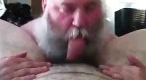 Bearded Daddy Sucks Big Cock