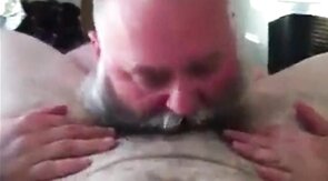 Bearded Daddy Sucks Big Cock