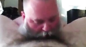 Bearded Daddy Sucks Big Cock