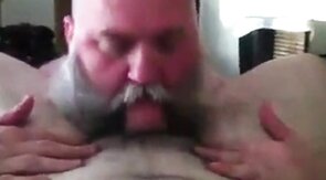Bearded Daddy Sucks Big Cock