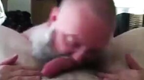 Bearded Daddy Sucks Big Cock