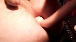 Crossdresser gapes his ass and cums hard