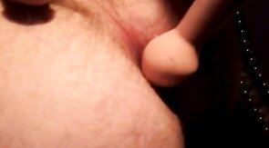 Crossdresser gapes his ass and cums hard