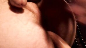 Crossdresser gapes his ass and cums hard