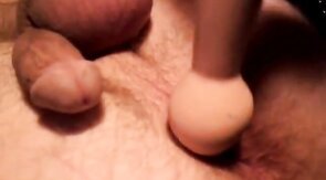 Crossdresser gapes his ass and cums hard