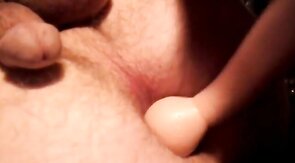 Crossdresser gapes his ass and cums hard
