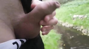 Pissing Outdoors with a Big Cock Twink