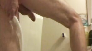 Enema Prostate Play with Shower Head Insertion for a Milky Cum