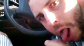 Big Cock Blowjob in a Car on a Rooftop Parking Garage