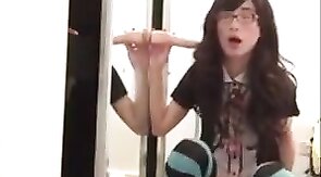 Asian Crossdresser Plays with Sex Toy