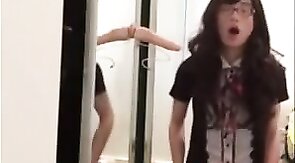 Asian Crossdresser Plays with Sex Toy
