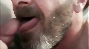 Daddy's Blowjob Practice with Amateur Bear Couple