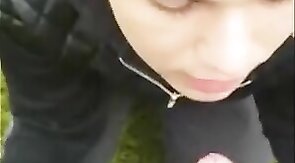 Twink Sucks Big Cock Outdoors and Swallows Cum