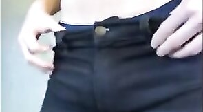 Skinny Amateur Strips and Strokes His Big Cock