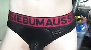 Skinny Amateur Strips and Strokes His Big Cock