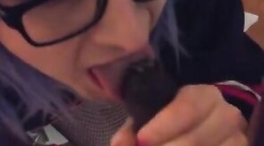 Big Black Cock Blowjob for a Sissy Crossdresser