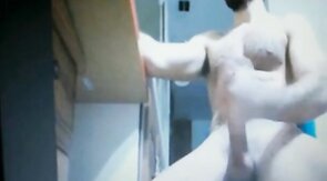 Hairy Bearded Daddy Stroking His Huge Cock