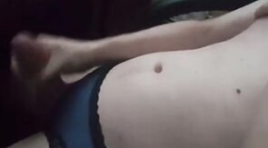 Sissy twink cums hard while wearing panties