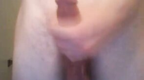 Twink Strokes Small Cock in Friend's Bathroom