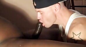 Twink Swallows Big Black Cock Load After Intense Blowjob