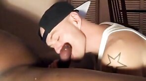 Twink Swallows Big Black Cock Load After Intense Blowjob
