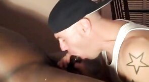 Twink Swallows Big Black Cock Load After Intense Blowjob